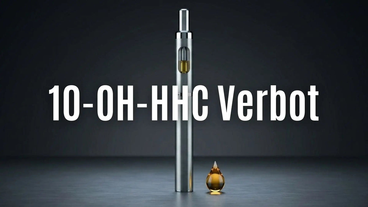 Superior Vapes Hardware als sichere Alternative nach dem 10-OH-HHC Verbot, minimalistische Darstellung auf grauem Grund.