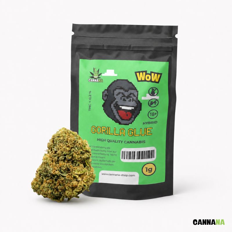 Gorilla Glue Blüte und Verpackung