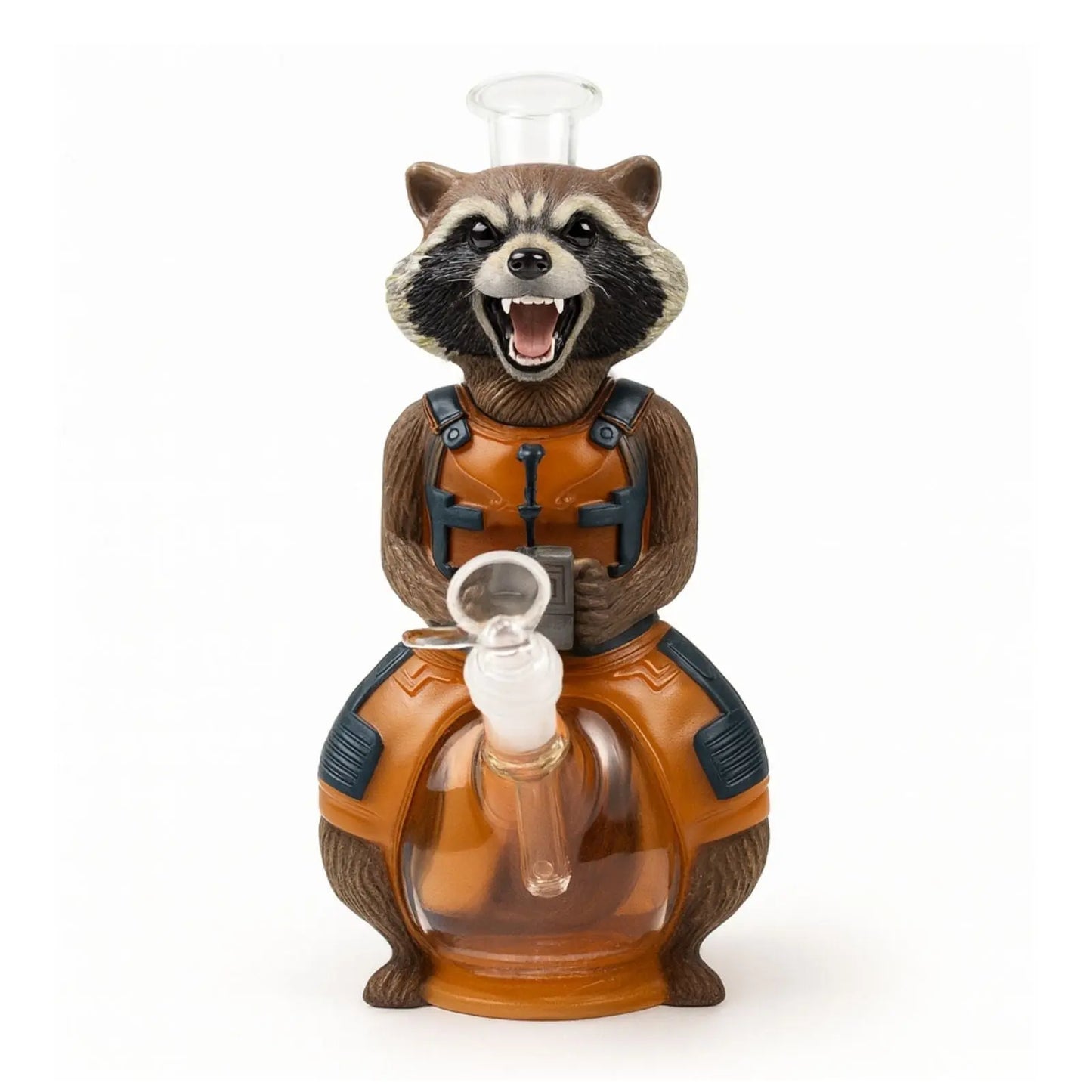 Exklusive Racoon Bong aus PVC und Glas, 26 cm hoch, 490 g schwer – Waschbär-Design, erhältlich im CANNANA Headshop Düsseldorf