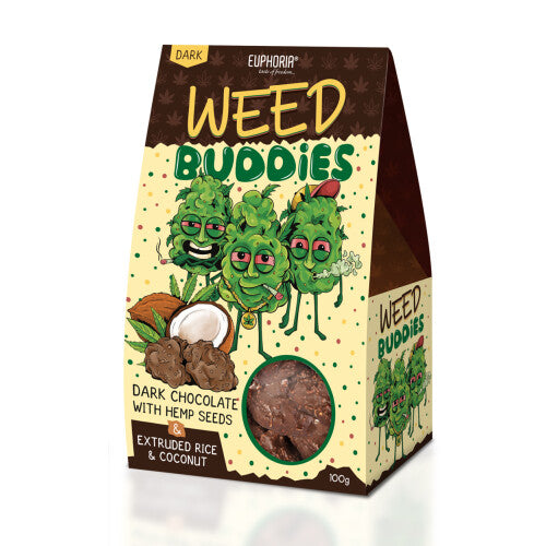 "Weed Buddies" Dunkle Schokolade mit Hanfsamen 100g