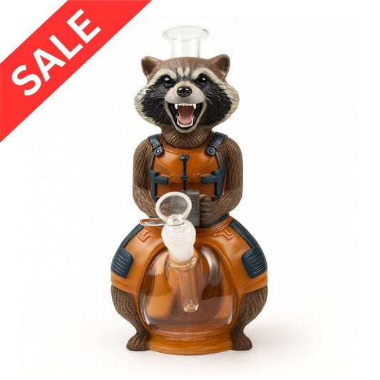 SALE - Exklusive Racoon Bong aus PVC und Glas, 26 cm hoch, 490 g schwer – Waschbär-Design, erhältlich im CANNANA Headshop Düsseldorf